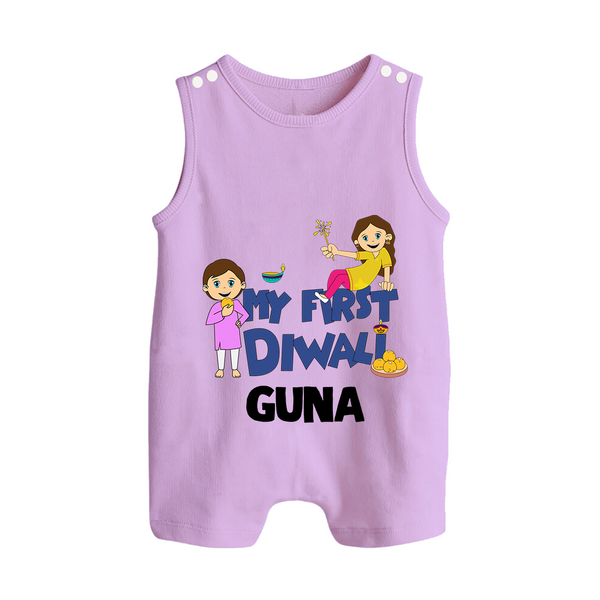 Mini Rocket on Duty My First Diwali Romper Suit | Custom Baby Romper Suit for Festival Fun - LILAC - 0 - 5 Months Old (Chest 18")