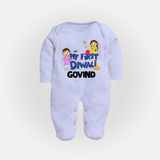 My First Diwali Fun Full Body Suit - BABY BLUE - New Born (Chest 7.5")