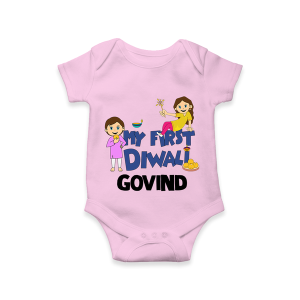 My First Diwali Fun Romper - BABY PINK - New Born (Chest 14")