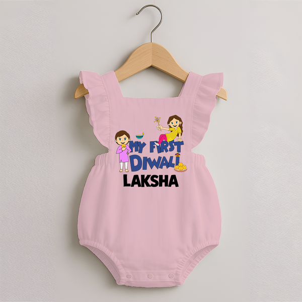 My First Diwali Fun Romper Frock - BABY PINK - 0 - 3 Months Old (Chest 19")