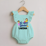 My First Diwali Fun Romper Frock - MINT GREEN - 0 - 3 Months Old (Chest 19")