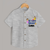 Mini Rocket on Duty My First Diwali Shirt | Custom Baby Shirt for Festival Fun - GREY - 0 - 6 Months Old (Chest 23")