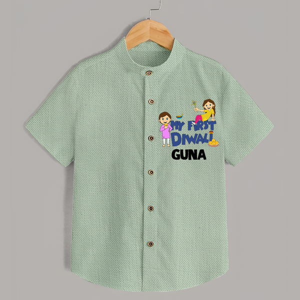 Mini Rocket on Duty My First Diwali Shirt | Custom Baby Shirt for Festival Fun - MINT GREEN - 0 - 6 Months Old (Chest 23")