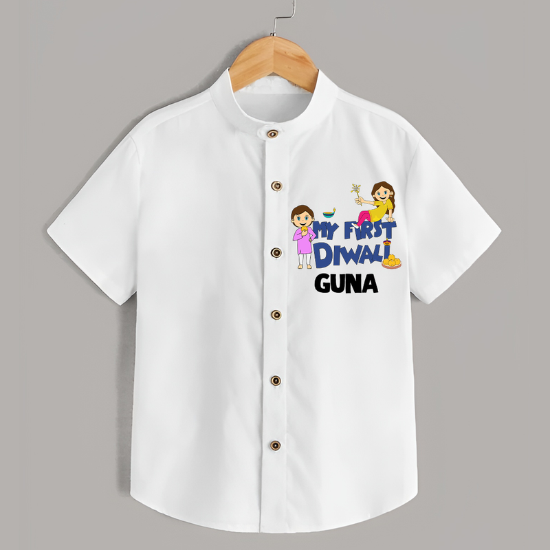 Mini Rocket on Duty My First Diwali Shirt | Custom Baby Shirt for Festival Fun - WHITE - 0 - 6 Months Old (Chest 23")