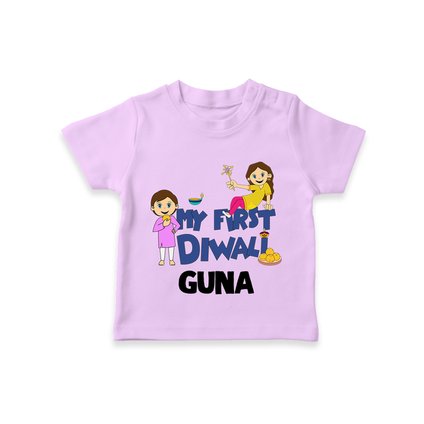 Mini Rocket on Duty My First Diwali Tshirt | Custom Baby Tshirt for Festival Fun - LILAC - 0-5 Months Old (Chest 17")