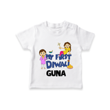 Mini Rocket on Duty My First Diwali Tshirt | Custom Baby Tshirt for Festival Fun - WHITE - 0-5 Months Old (Chest 17")