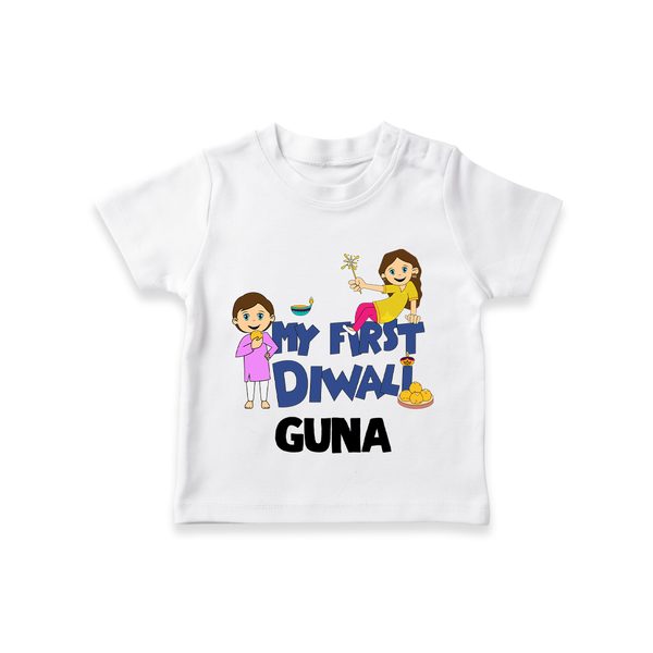 Mini Rocket on Duty My First Diwali Tshirt | Custom Baby Tshirt for Festival Fun - WHITE - 0-5 Months Old (Chest 17")