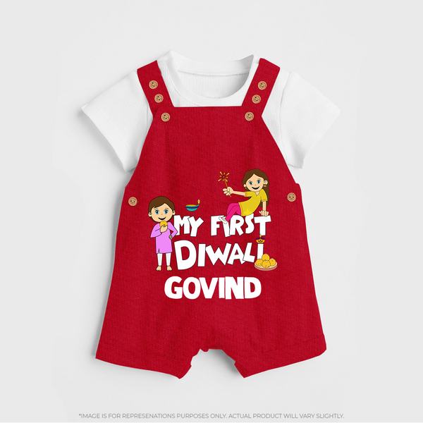 My First Diwali Fun Dungaree - RED - 0 - 5 Months Old (Chest 18")