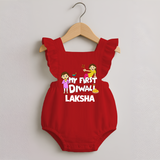 My First Diwali Fun Romper Frock - RED - 0 - 3 Months Old (Chest 19")