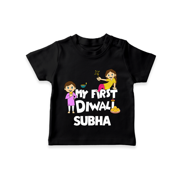 Mini Rocket on Duty My First Diwali Tshirt | Custom Baby Tshirt for Festival Fun - BLACK - 0-5 Months Old (Chest 17")