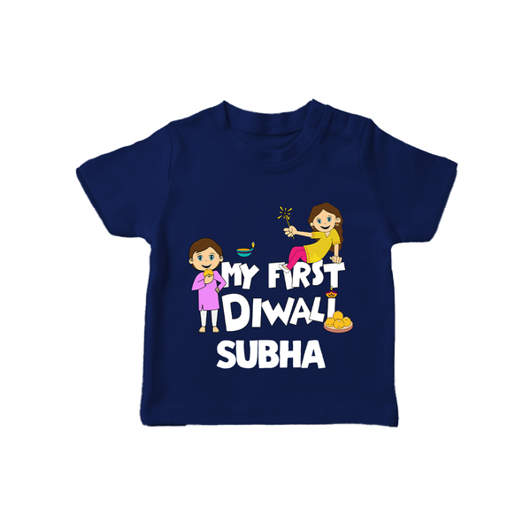 Mini Rocket on Duty My First Diwali Tshirt | Custom Baby Tshirt for Festival Fun - NAVY BLUE - 0-5 Months Old (Chest 17")