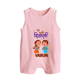 My First Diwali Blessings Button Romper - BABY PINK - New Born (Chest 18")