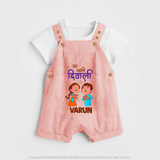 My First Diwali Blessings Dungaree - PEACH - 0 - 5 Months Old (Chest 18")