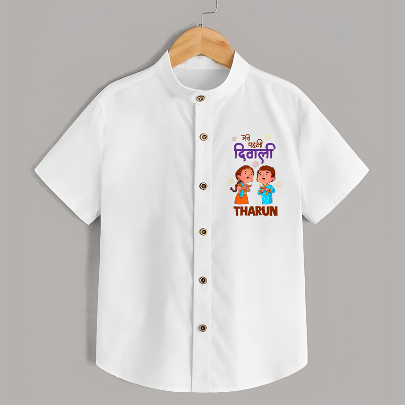 Little Deepam My First Diwali Shirt | Custom Baby Shirt for Festival Fun - WHITE - 0 - 6 Months Old (Chest 23")