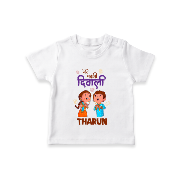 Little Deepam My First Diwali Tshirt | Custom Baby Tshirt for Festival Fun - WHITE - 0-5 Months Old (Chest 17")