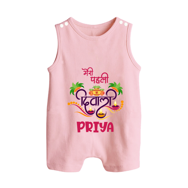 Little Big Dhamaka My First Diwali Romper Suit | Personalized Baby Romper Suit - BABY PINK - 0 - 5 Months Old (Chest 18")