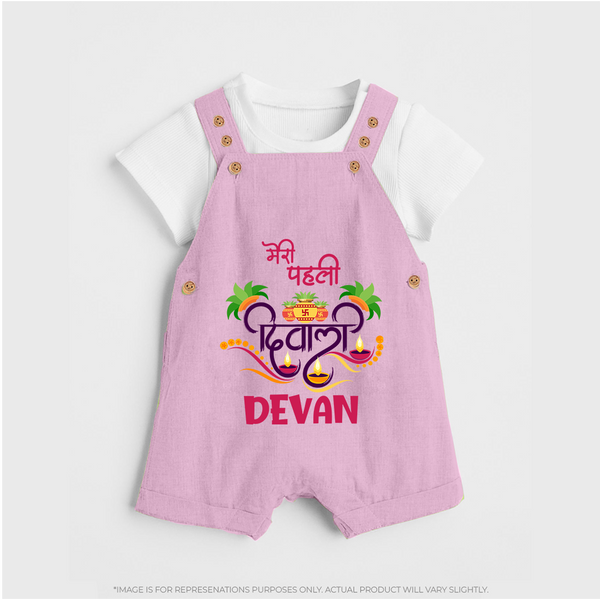 My First Diwali Delight Dungaree - BABY PINK - 0 - 5 Months Old (Chest 18")