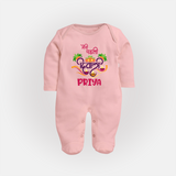 Little Big Dhamaka My First Diwali Sleep Suit | Personalized Baby Sleep Suit - BABY PINK - New Born (Chest 7.5")