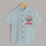 Little Big Dhamaka My First Diwali Shirt | Personalized Baby Shirt - ARCTIC BLUE - 0 - 6 Months Old (Chest 23")