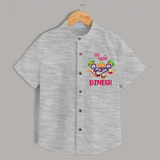 Little Big Dhamaka My First Diwali Shirt | Personalized Baby Shirt - GREY - 0 - 6 Months Old (Chest 23")