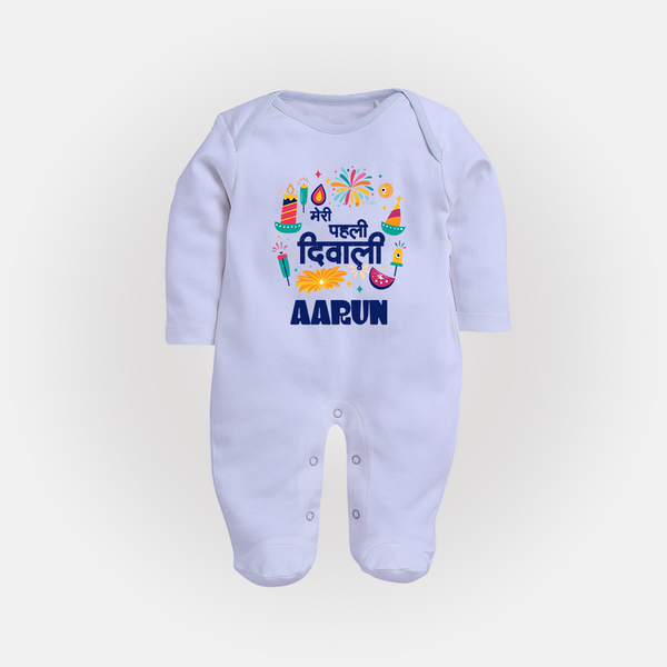My First Diwali Colorful Celebration Full Body Suit - BABY BLUE - New Born (Chest 7.5")