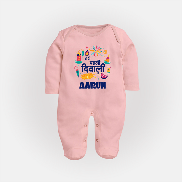 My First Diwali Colorful Celebration Full Body Suit - BABY PINK - New Born (Chest 7.5")