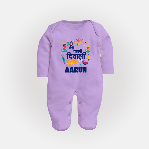 My First Diwali Colorful Celebration Full Body Suit - LILAC - New Born (Chest 7.5")