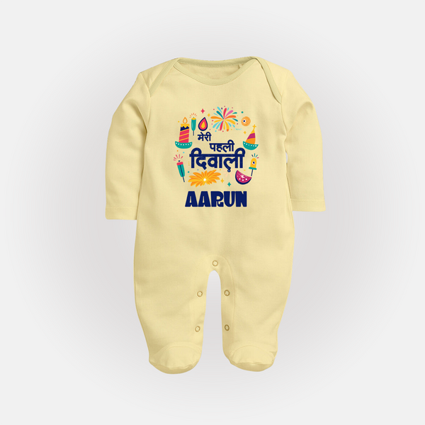 My First Diwali Colorful Celebration Full Body Suit - PASTEL YELLOW - New Born (Chest 7.5")