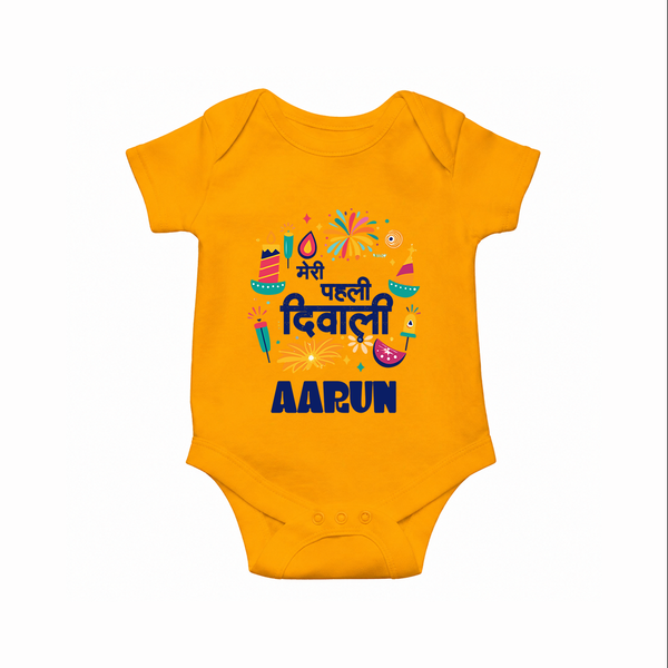 My First Diwali Colorful Celebration Romper - CHROME YELLOW - New Born (Chest 14")