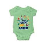My First Diwali Colorful Celebration Romper - GREEN - New Born (Chest 14")