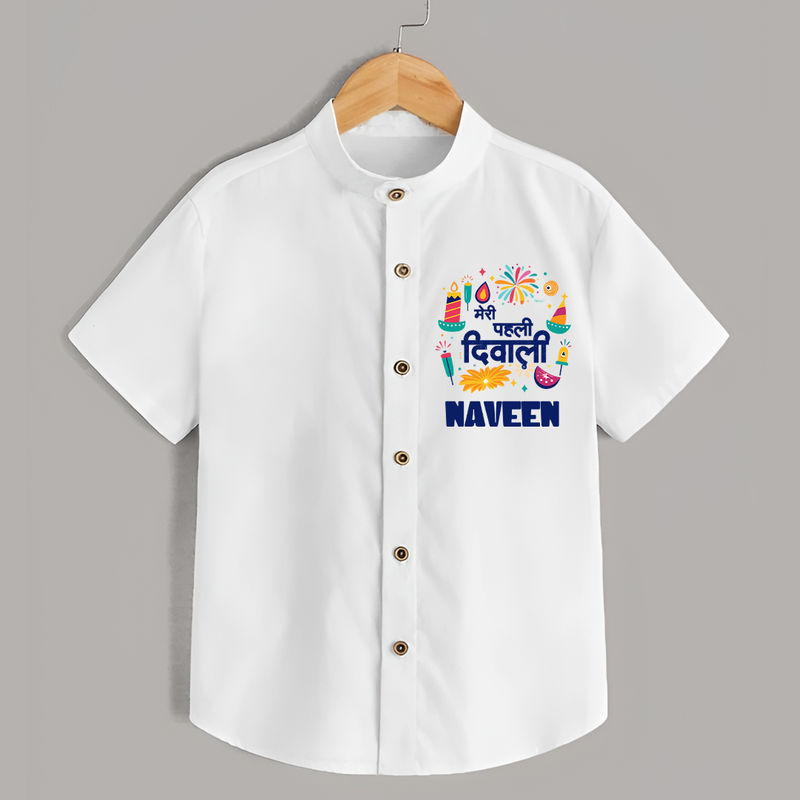 Mini Mithai Monster My First Diwali Shirt | Personalized Baby Outfit - WHITE - 0 - 6 Months Old (Chest 23")
