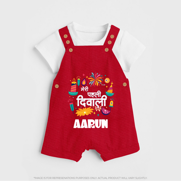 My First Diwali Colorful Celebration Dungaree - RED - 0 - 5 Months Old (Chest 18")