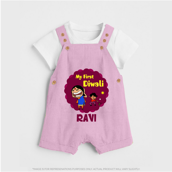 My First Diwali Sparkle Dungaree - BABY PINK - 0 - 5 Months Old (Chest 18")