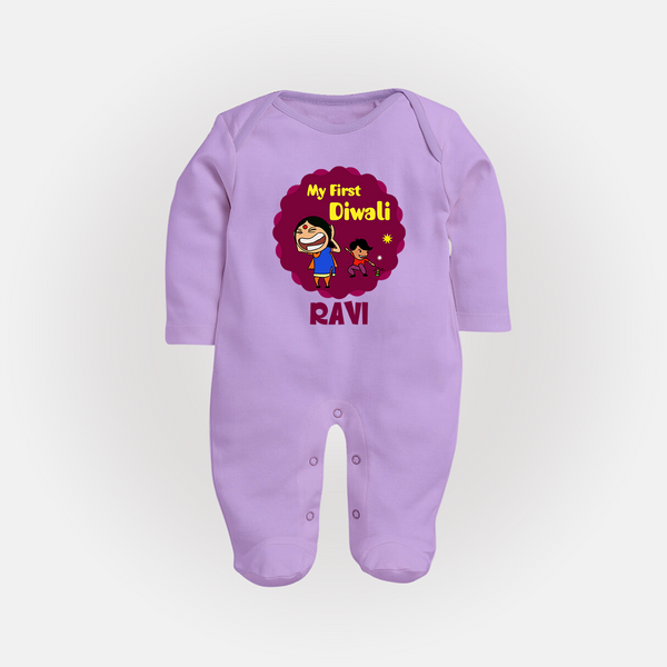 My First Diwali Sparkle Full Body Suit - LILAC - New Born (Chest 7.5")