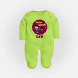 My First Diwali Sparkle Full Body Suit - LIME GREEN - New Born (Chest 7.5")