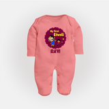 My First Diwali Sparkle Full Body Suit - PEACH - New Born (Chest 7.5")