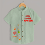 Little Cracker Shirt | Personalized Kids Shirt for Diwali Celebration - MINT GREEN - 0 - 6 Months Old (Chest 23")