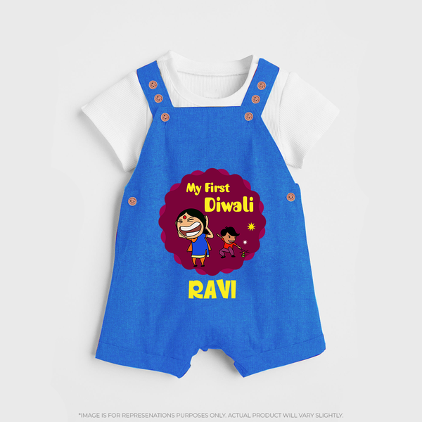My First Diwali Sparkle Dungaree - COBALT BLUE - 0 - 5 Months Old (Chest 18")