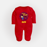 My First Diwali Sparkle Full Body Suit - RED - New Born (Chest 7.5")