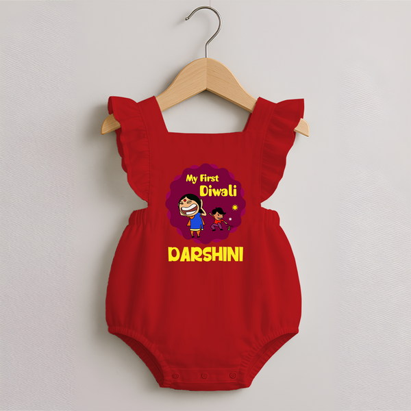 My First Diwali Sparkle Romper Frock - RED - 0 - 3 Months Old (Chest 19")