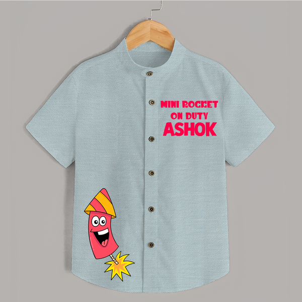 Mini Rocket on Duty Shirt | Custom Kids Shirt for Festival Fun - ARCTIC BLUE - 0 - 6 Months Old (Chest 23")