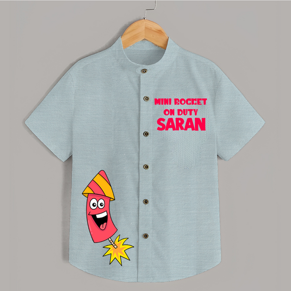 Mini Rocket On Duty Diwali Shirt  - ARCTIC BLUE - 0 - 6 Months Old (Chest 23")
