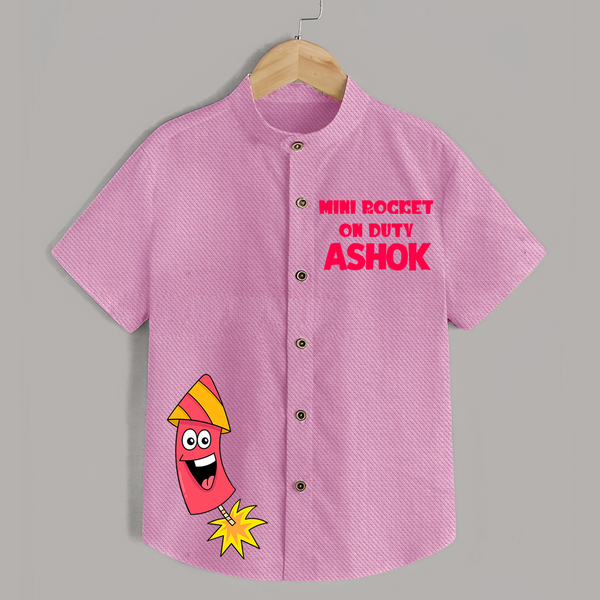Mini Rocket on Duty Shirt | Custom Kids Shirt for Festival Fun - BABY PINK - 0 - 6 Months Old (Chest 23")