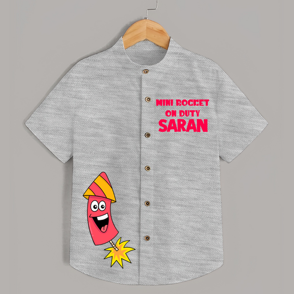 Mini Rocket On Duty Diwali Shirt  - GREY - 0 - 6 Months Old (Chest 23")