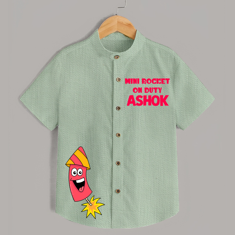Mini Rocket on Duty Shirt | Custom Kids Shirt for Festival Fun - MINT GREEN - 0 - 6 Months Old (Chest 23")