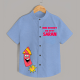 Mini Rocket On Duty Diwali Shirt  - SKY BLUE - 0 - 6 Months Old (Chest 23")