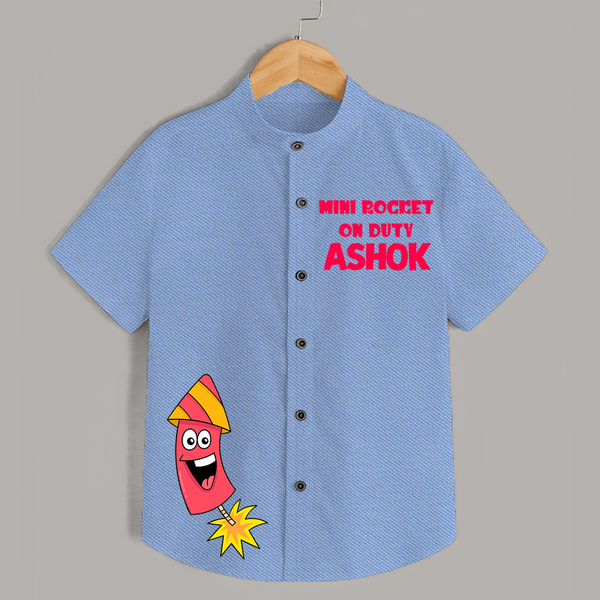 Mini Rocket on Duty Shirt | Custom Kids Shirt for Festival Fun - SKY BLUE - 0 - 6 Months Old (Chest 23")