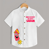 Mini Rocket On Duty Diwali Shirt  - WHITE - 0 - 6 Months Old (Chest 23")