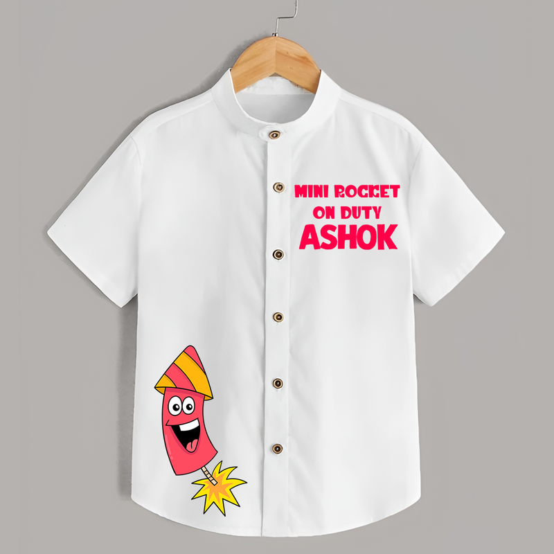 Mini Rocket on Duty Shirt | Custom Kids Shirt for Festival Fun - WHITE - 0 - 6 Months Old (Chest 23")