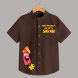 Mini Rocket On Duty Diwali Shirt  - CHOCOLATE BROWN - 0 - 6 Months Old (Chest 23")